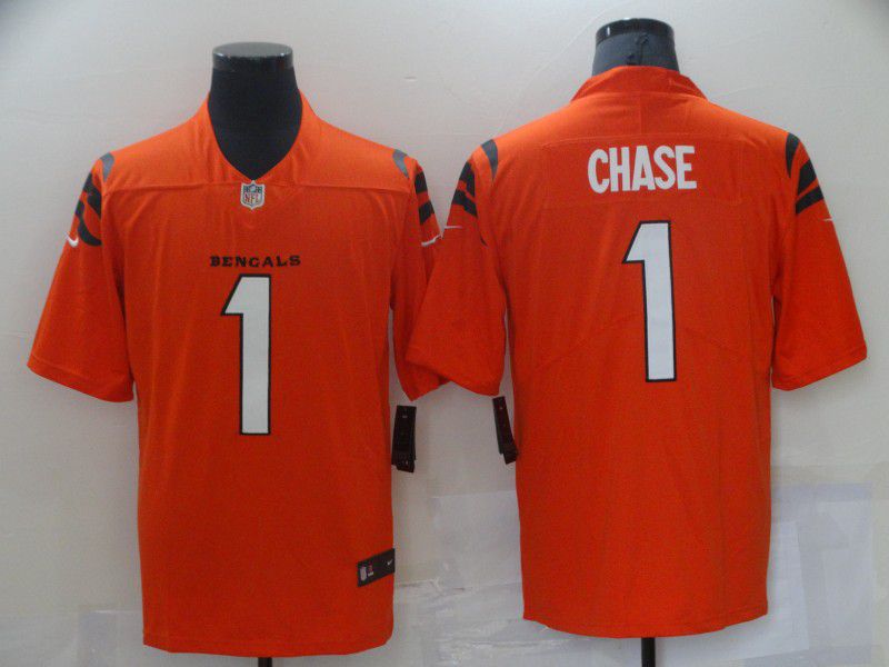 Men Cincinnati Bengals #1 Chase Orange Nike Vapor Untouchable Limited 2021 NFL Jersey